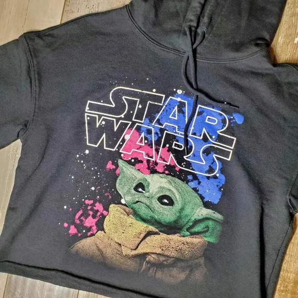 Star Wars Black Graphic Cropped Women's Hoodie Size Medium NWOT - Picture 13 of 15